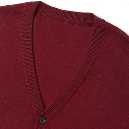 Men's V-Neck Knit Vest With Button Front - Harren Cole