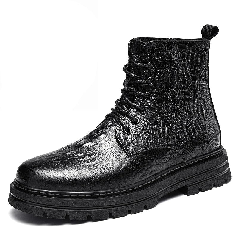 Men's Winter Boots with Crocodile Embossed Leather - Harren Cole