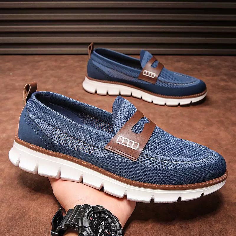 Mesh Penny Loafers With Leather Trim - Harren Cole