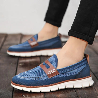 Mesh Penny Loafers With Leather Trim - Harren Cole