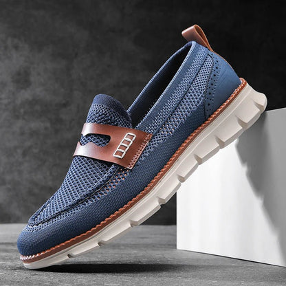 Mesh Penny Loafers With Leather Trim - Harren Cole