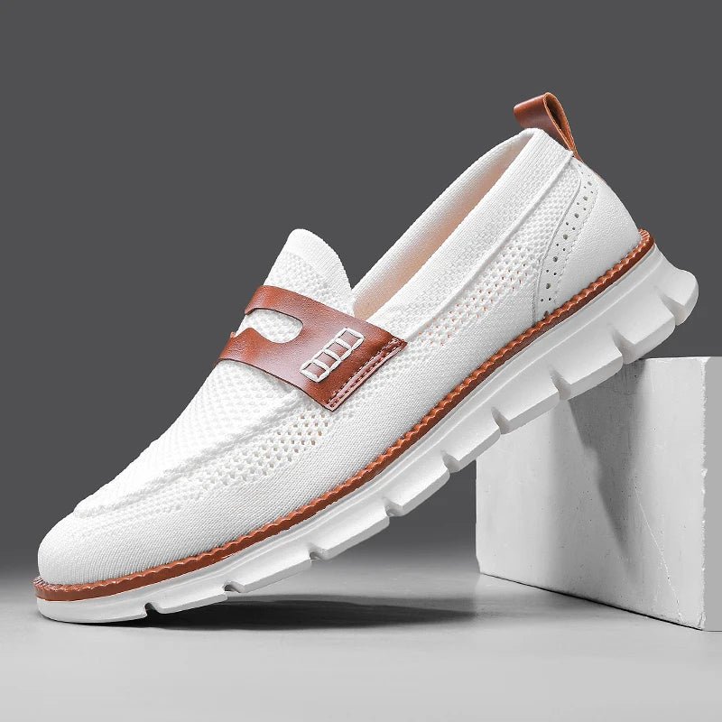 Mesh Penny Loafers With Leather Trim - Harren Cole