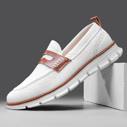 Mesh Penny Loafers With Leather Trim - Harren Cole