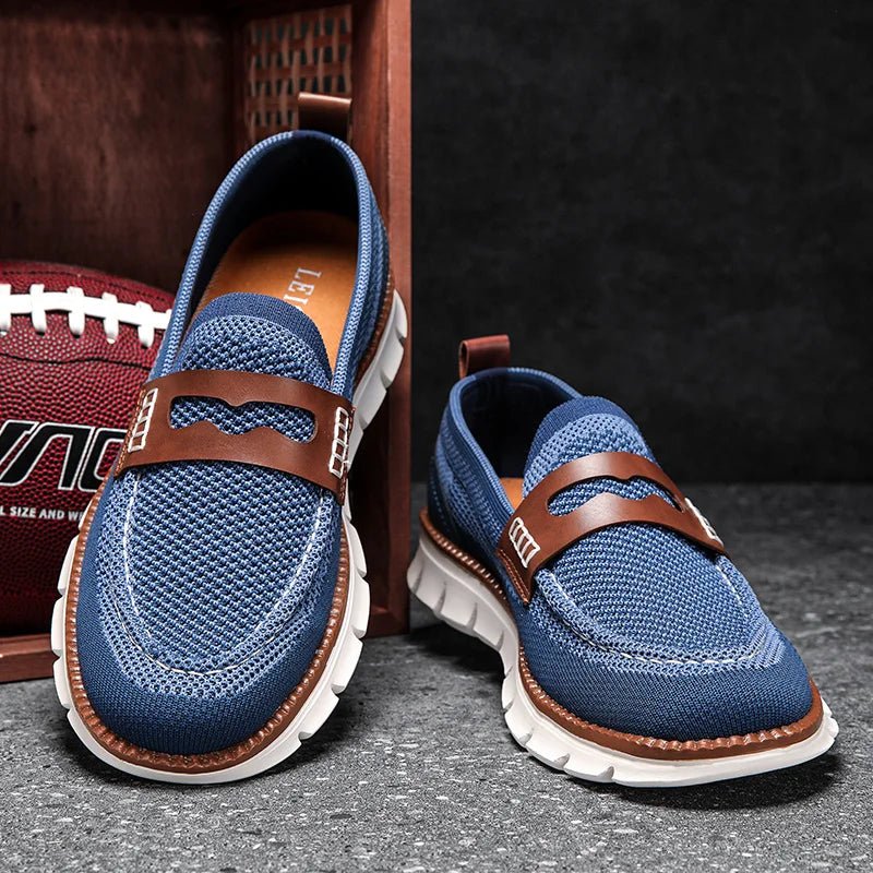 Mesh Penny Loafers With Leather Trim - Harren Cole
