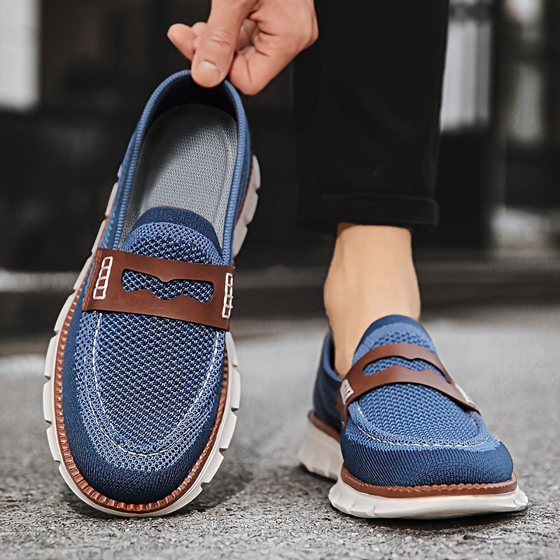 Mesh Penny Loafers With Leather Trim - Harren Cole