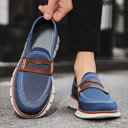 Mesh Penny Loafers With Leather Trim - Harren Cole