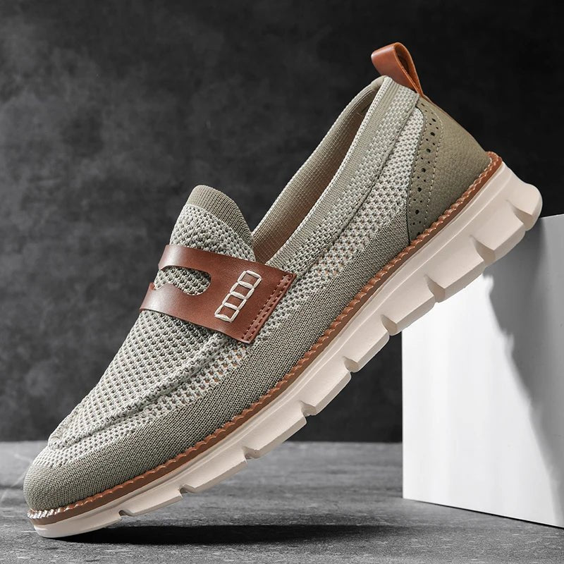 Mesh Penny Loafers With Leather Trim - Harren Cole