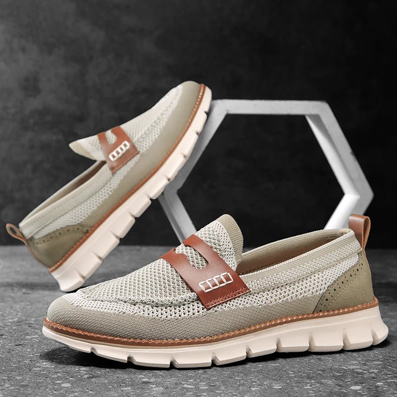 Mesh Penny Loafers With Leather Trim - Harren Cole