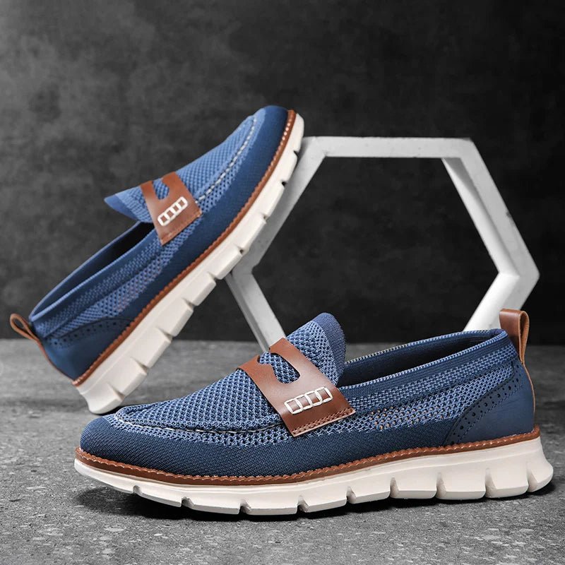 Mesh Penny Loafers With Leather Trim - Harren Cole