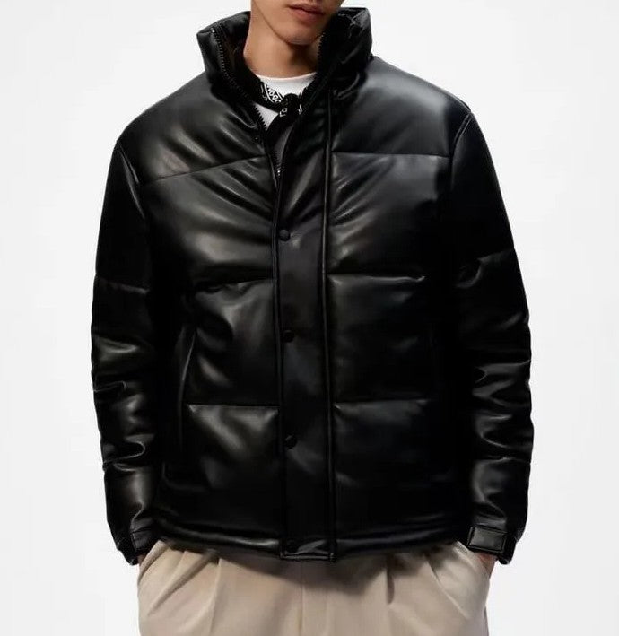 Padded Faux Leather Jacket - Harren Cole