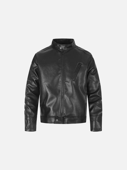 Pebbled Faux Leather Biker Jacket - Harren Cole