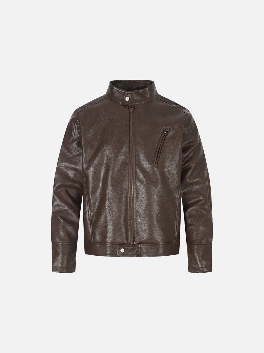 Pebbled Faux Leather Biker Jacket - Harren Cole