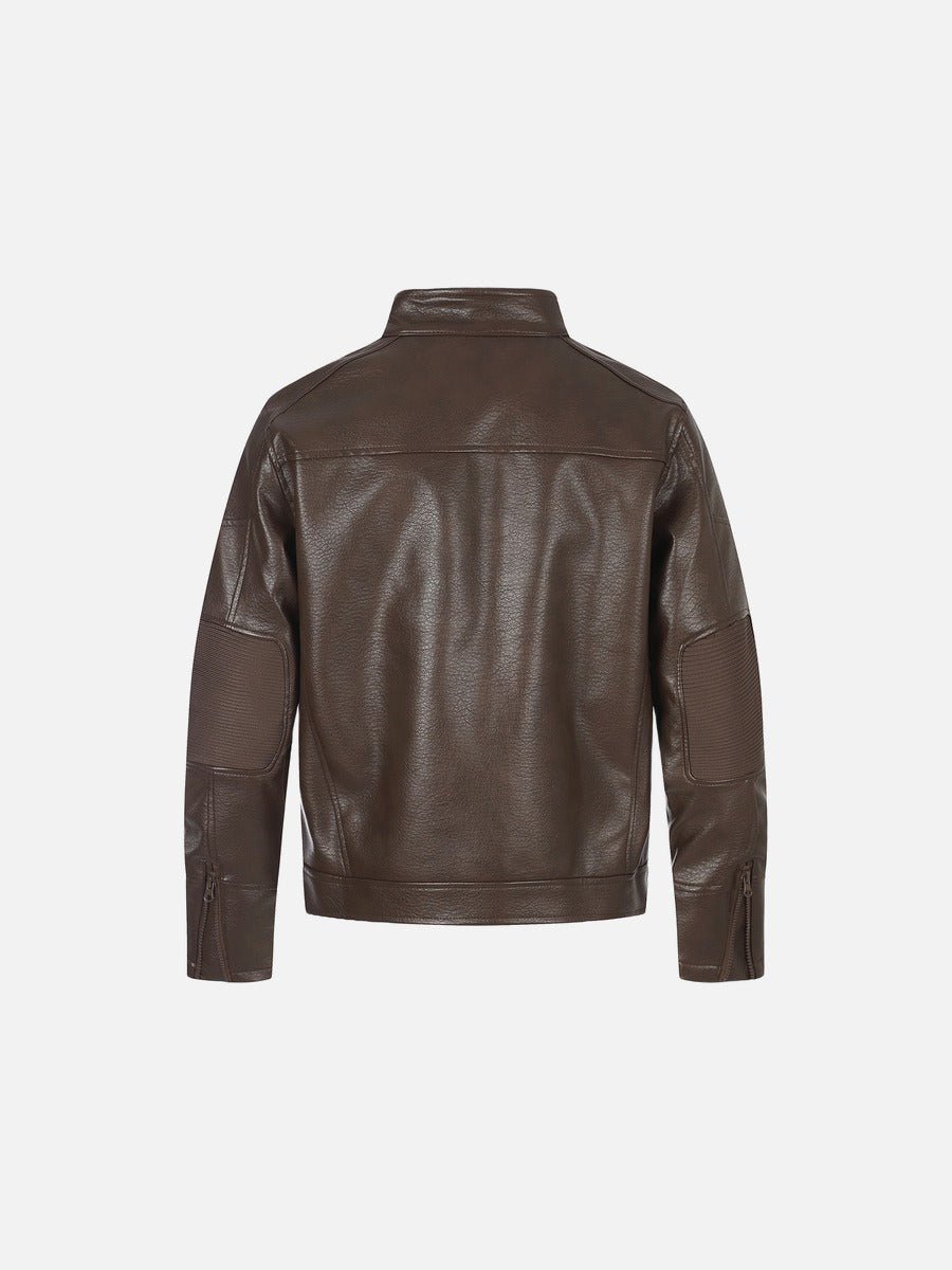 Pebbled Faux Leather Biker Jacket - Harren Cole