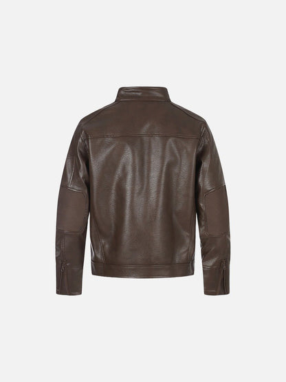 Pebbled Faux Leather Biker Jacket - Harren Cole