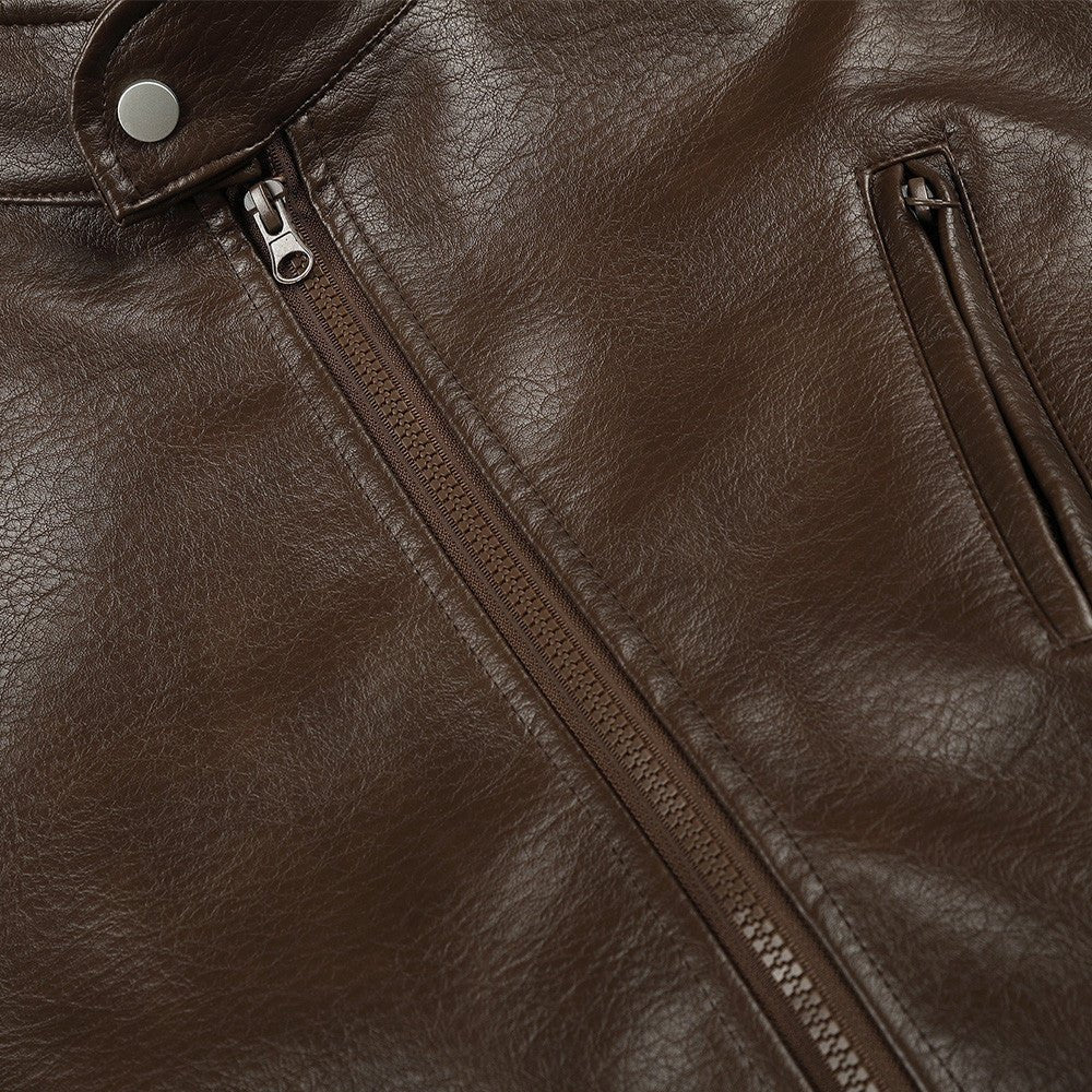 Pebbled Faux Leather Biker Jacket - Harren Cole