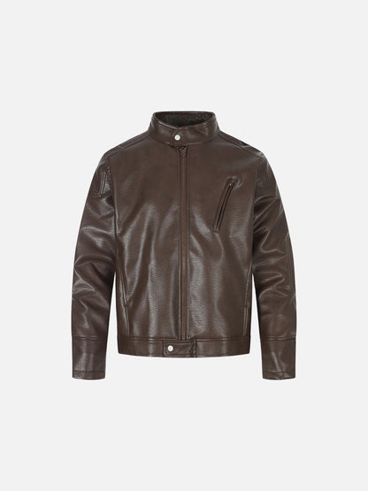 Pebbled Faux Leather Biker Jacket - Harren Cole