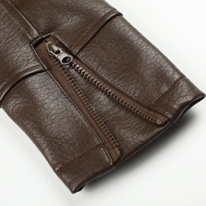 Pebbled Faux Leather Biker Jacket - Harren Cole