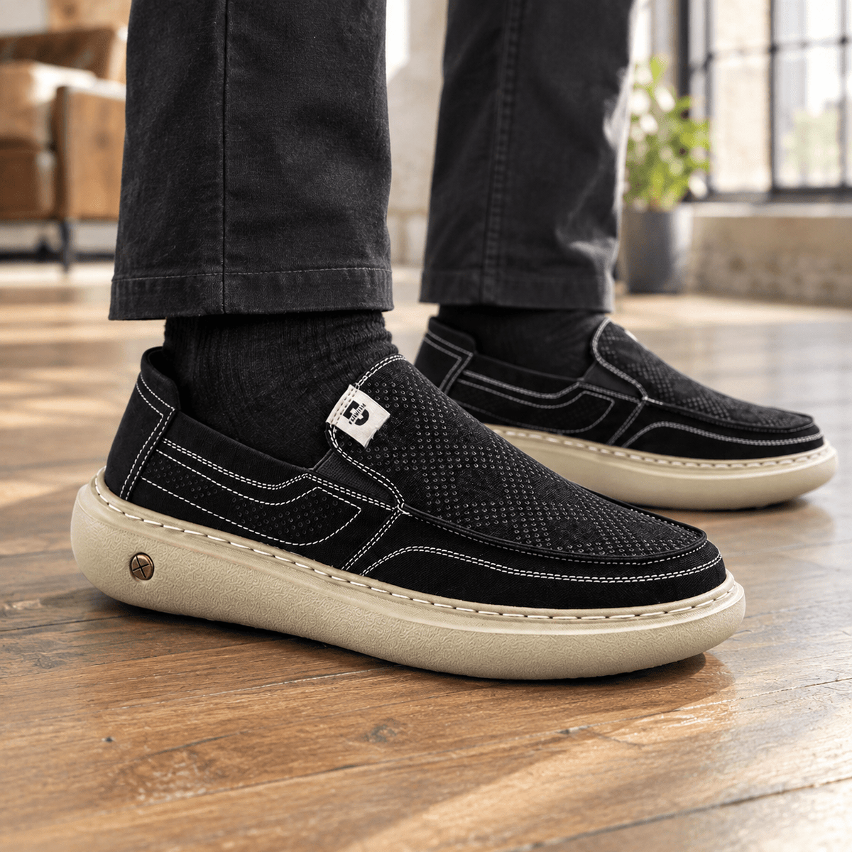 Perforated Slip-On Loafers With Cushioned Sole - Harren Cole