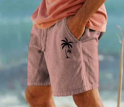 Men’s Summer Shorts with Palm Tree Embroidery