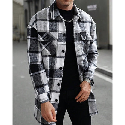 Plaid Shirt Jacket With Chest Pockets - Harren Cole