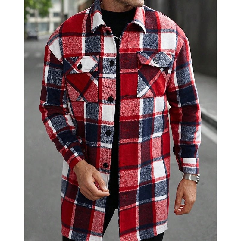 Plaid Shirt Jacket With Chest Pockets - Harren Cole