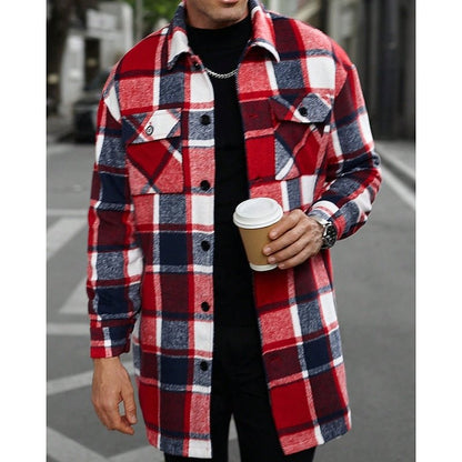 Plaid Shirt Jacket With Chest Pockets - Harren Cole