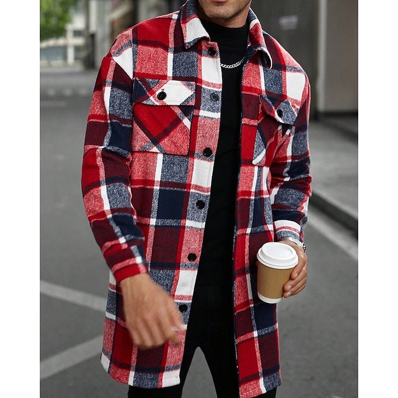 Plaid Shirt Jacket With Chest Pockets - Harren Cole