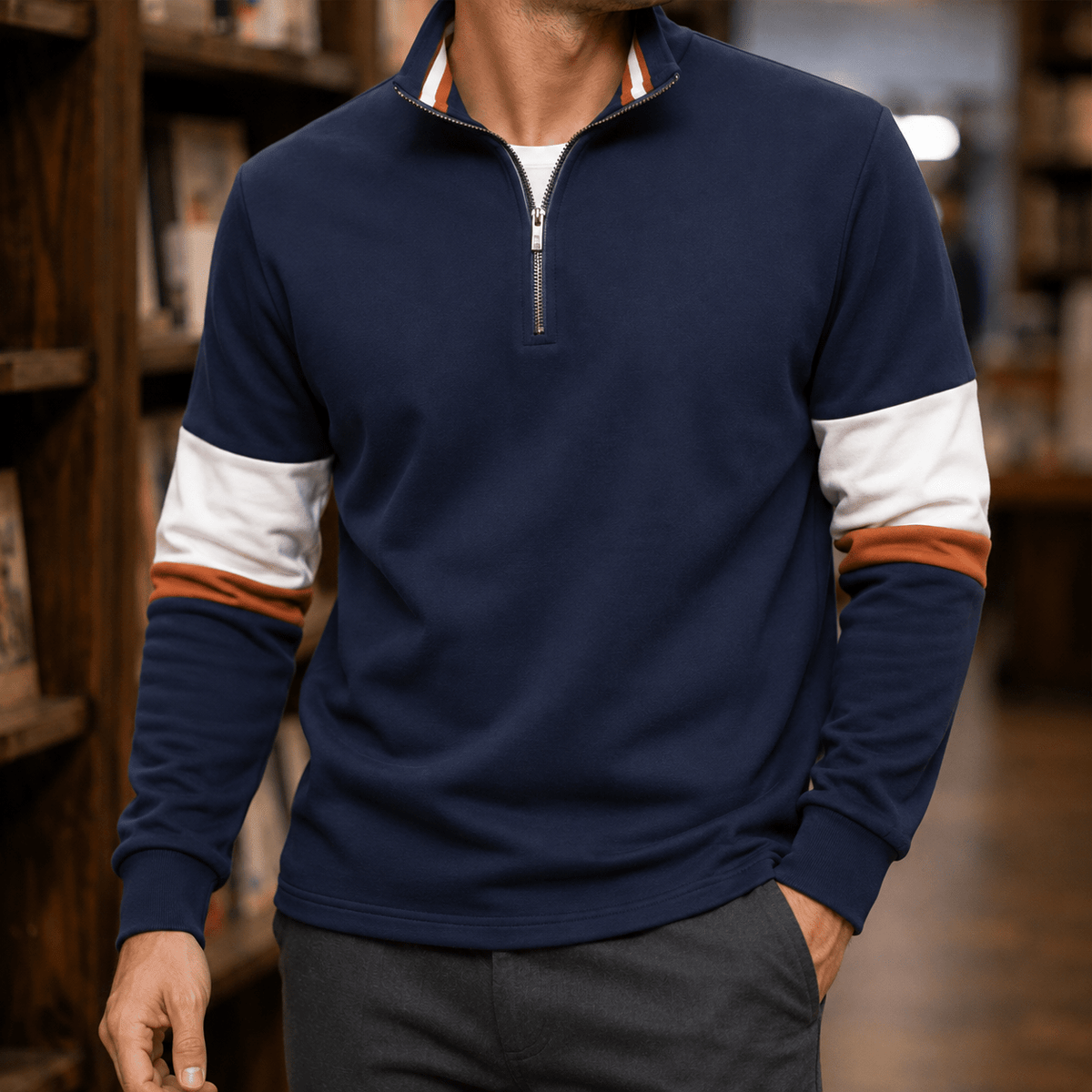 Quarter Zip Cotton Blend Sweater - Harren Cole