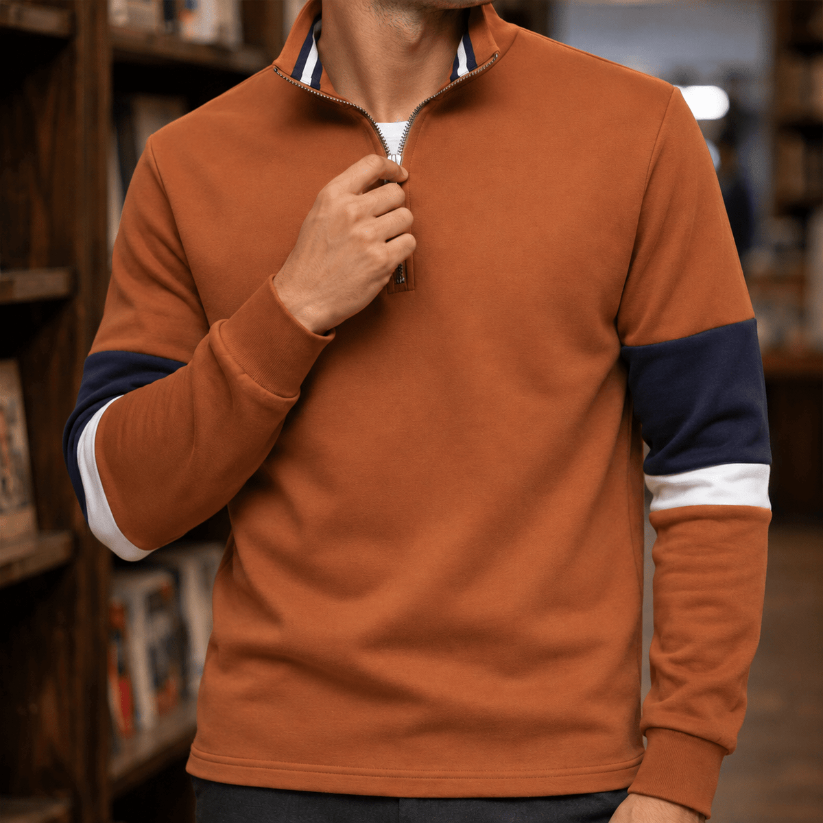 Quarter Zip Cotton Blend Sweater - Harren Cole