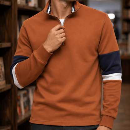 Quarter Zip Cotton Blend Sweater - Harren Cole