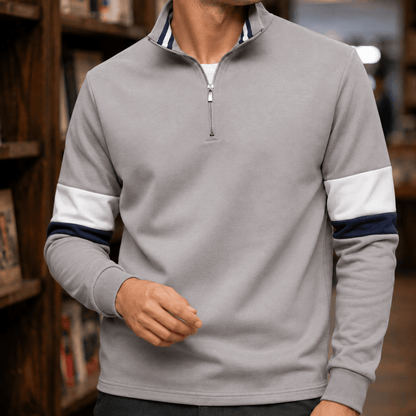 Quarter Zip Cotton Blend Sweater - Harren Cole