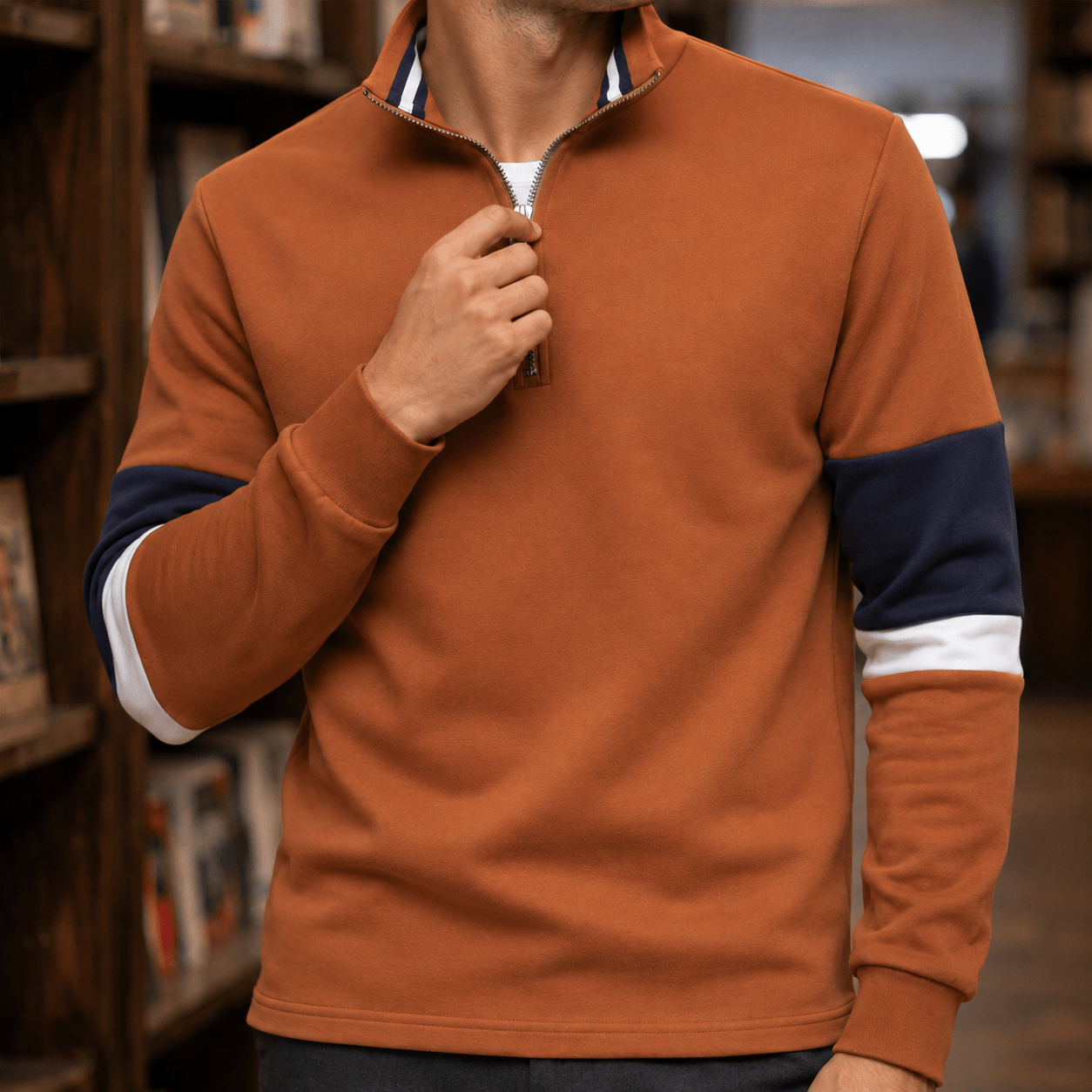 Quarter Zip Cotton Blend Sweater - Harren Cole