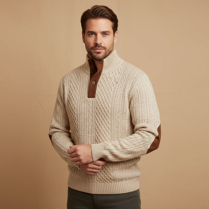 Relaxed Cable-Knit Button-Front Cardigan - Harren Cole