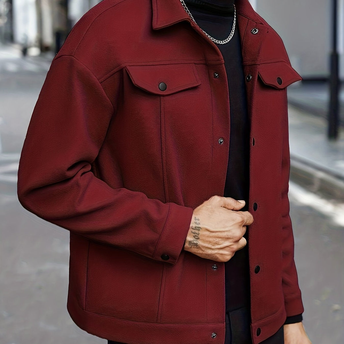 Relaxed Fit Snap Front Jacket - Harren Cole