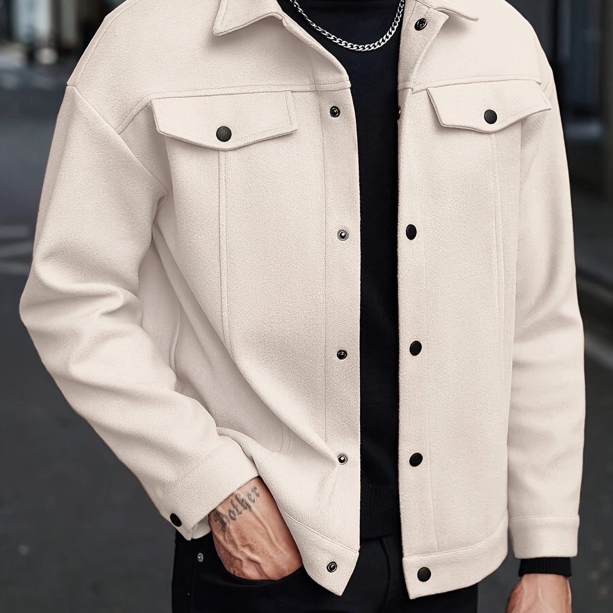 Relaxed Fit Snap Front Jacket - Harren Cole