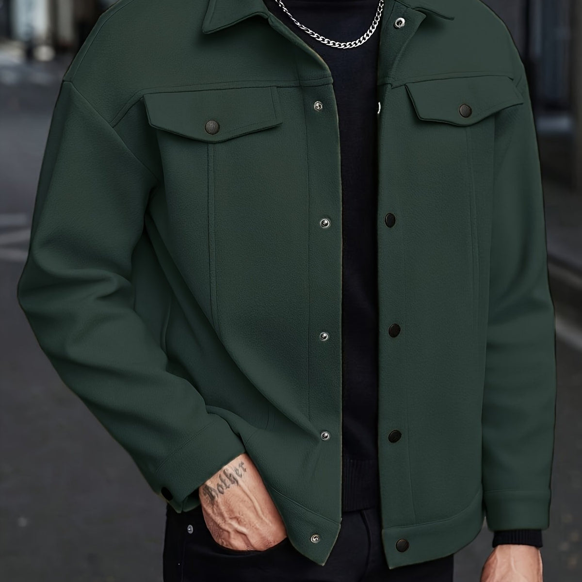 Relaxed Fit Snap Front Jacket - Harren Cole