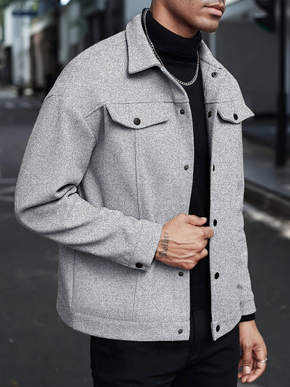 Relaxed Fit Snap Front Jacket - Harren Cole