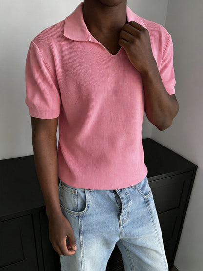 Ribbed Johnny Collar Polo Shirt - Harren Cole