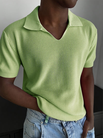 Ribbed Johnny Collar Polo Shirt - Harren Cole
