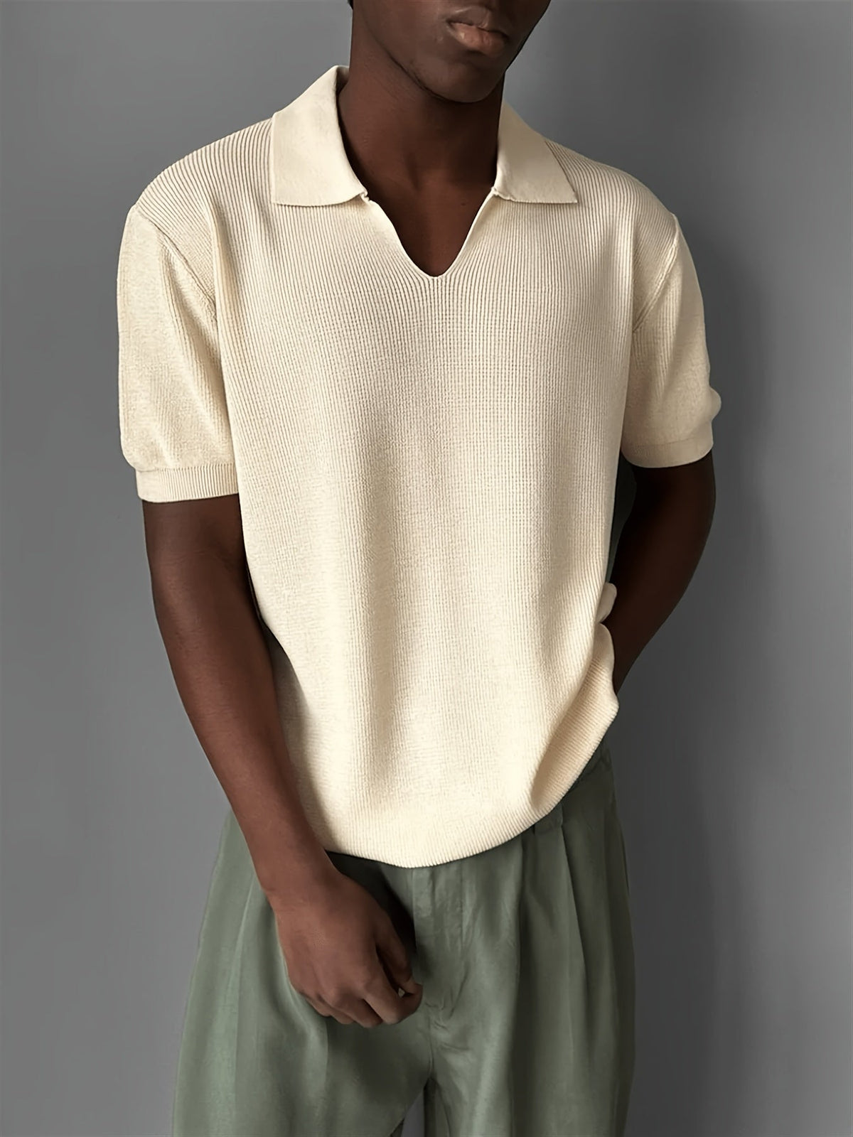 Ribbed Johnny Collar Polo Shirt - Harren Cole