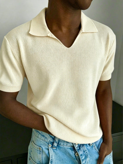 Ribbed Johnny Collar Polo Shirt - Harren Cole