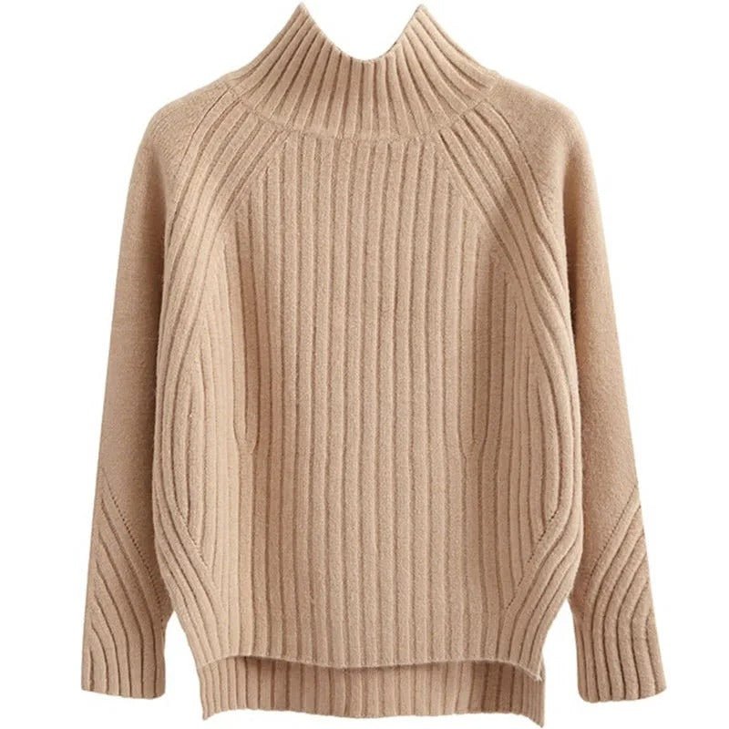 Ribbed Turtleneck Sweater Knit Pullover - Harren Cole