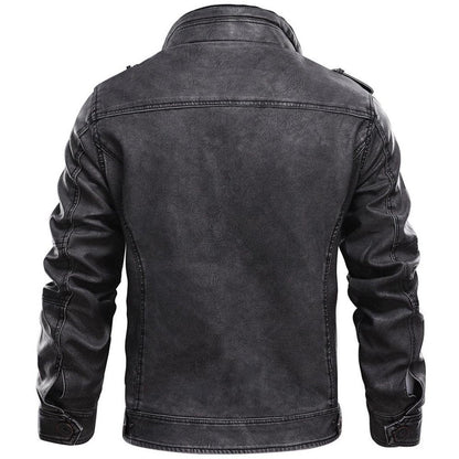 black leather jacket with zipper pockets