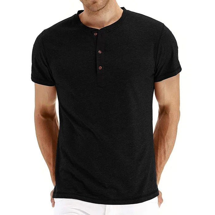 Slim Fit Cotton Henley T-Shirt - Harren Cole