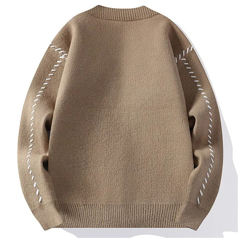 Soft Cardigan with Decorative Stitching - Harren Cole