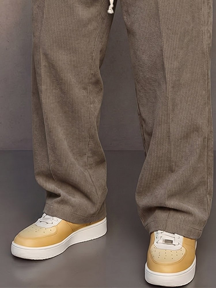 Straight-Leg Corduroy Drawstring Pants - Harren Cole