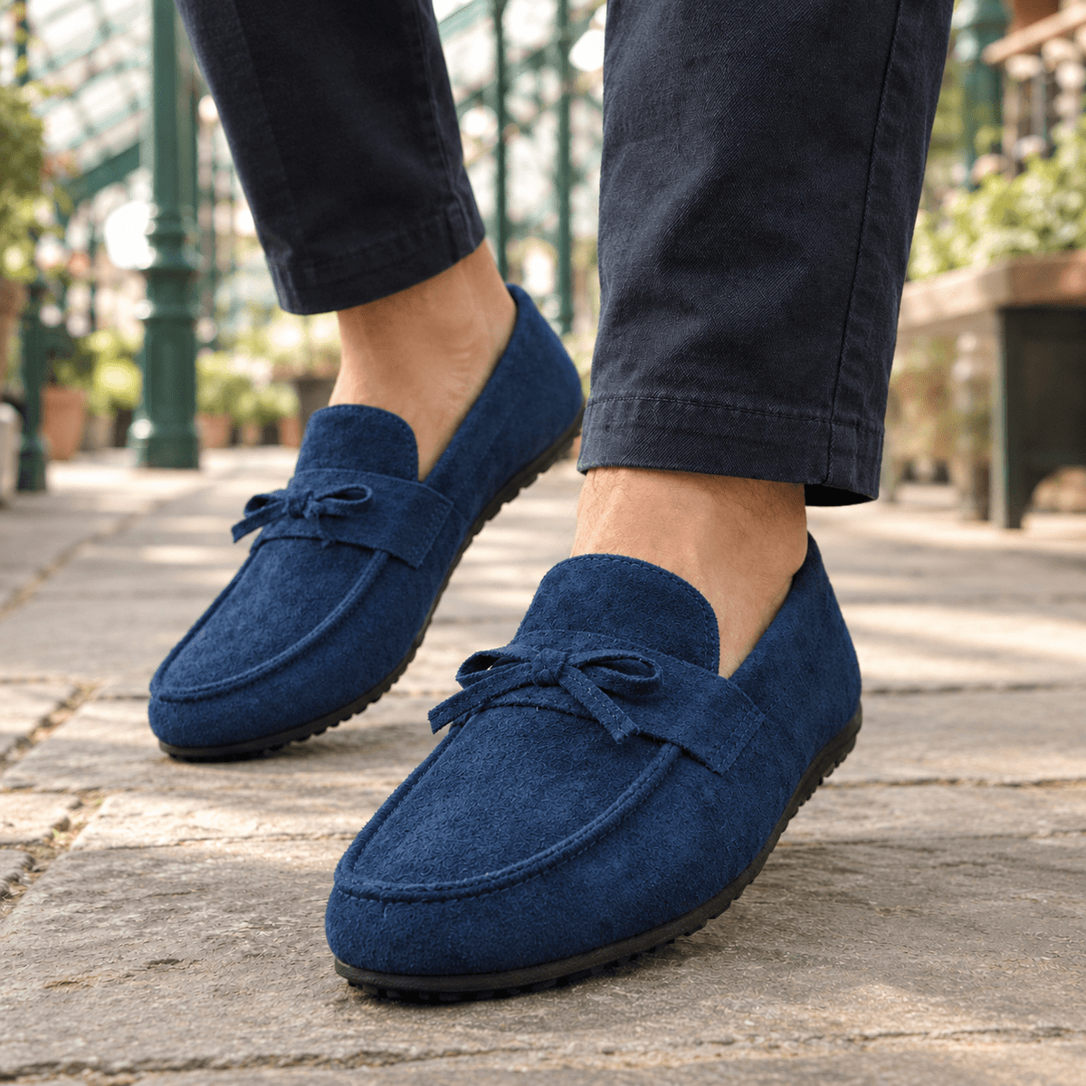 Suede Bow Loafers With Rounded Moc Toes - Harren Cole