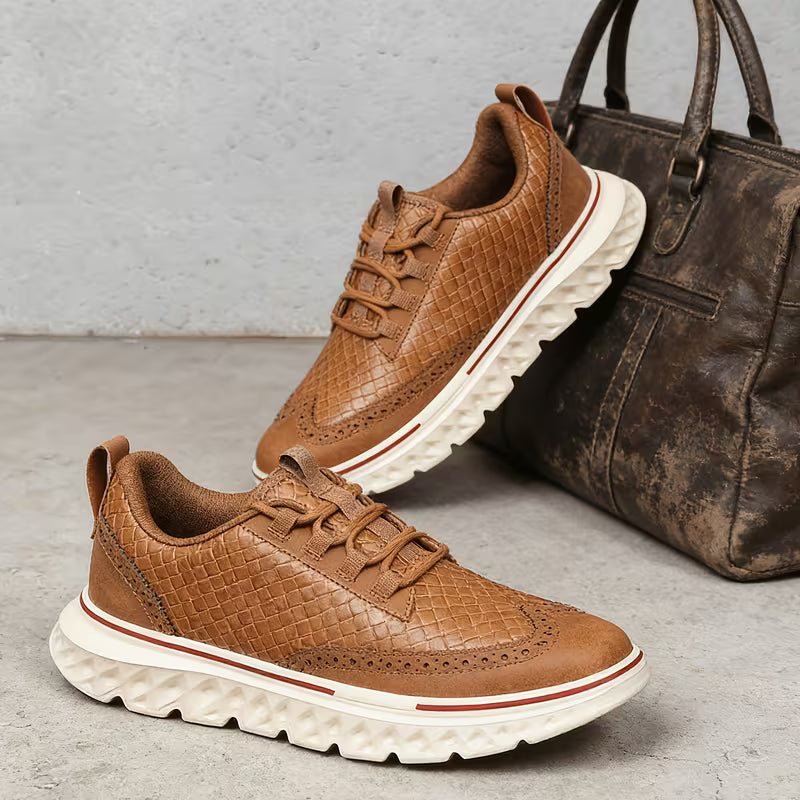 Textured Brogue Sneakers With Sport Sole - Harren Cole