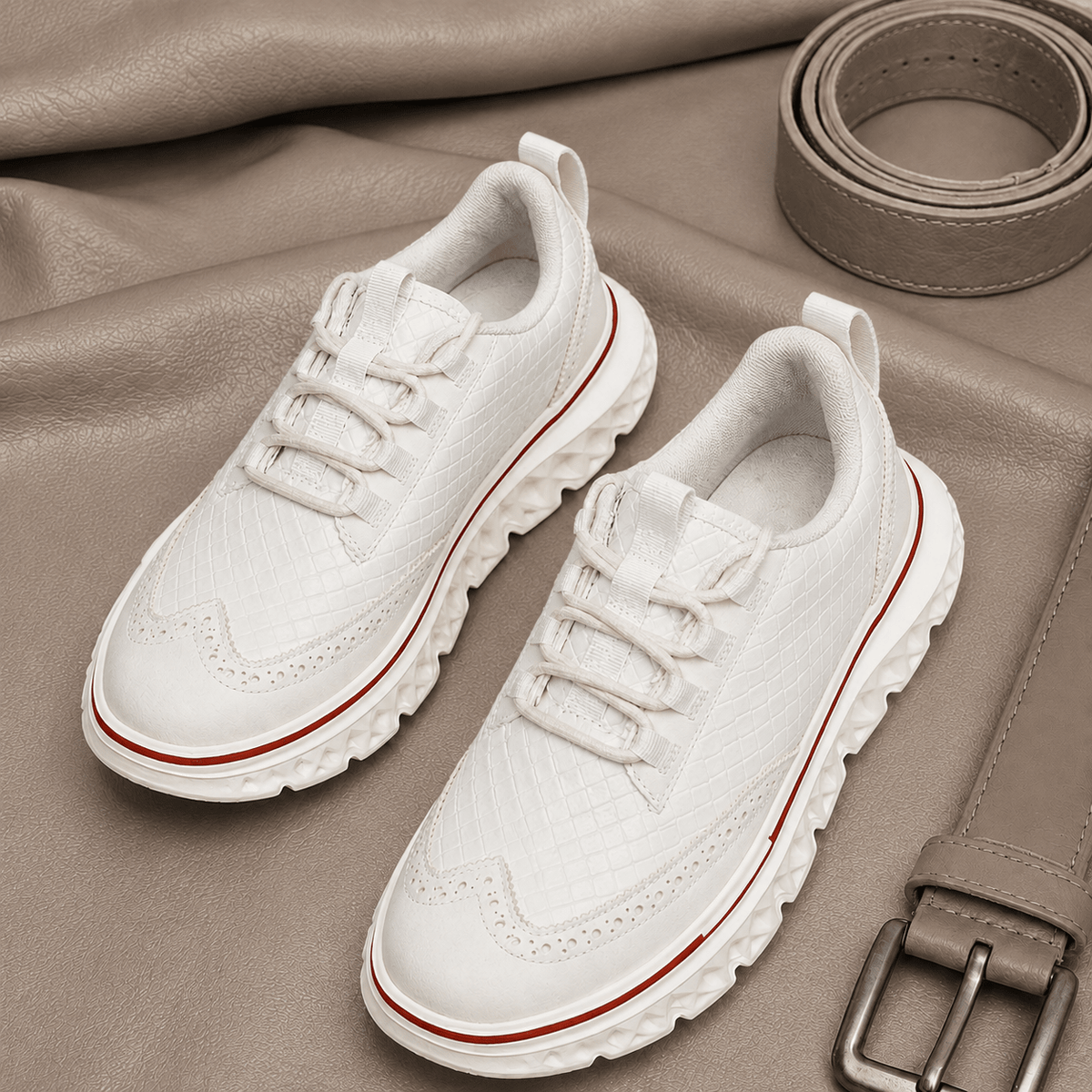 Textured Brogue Sneakers With Sport Sole - Harren Cole