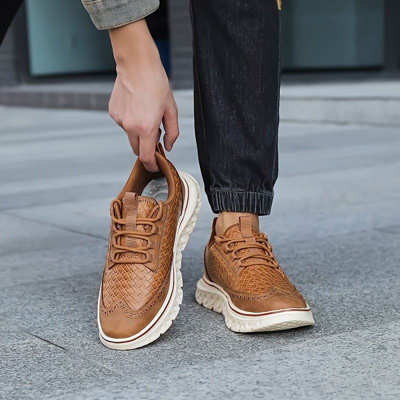Textured Brogue Sneakers With Sport Sole - Harren Cole